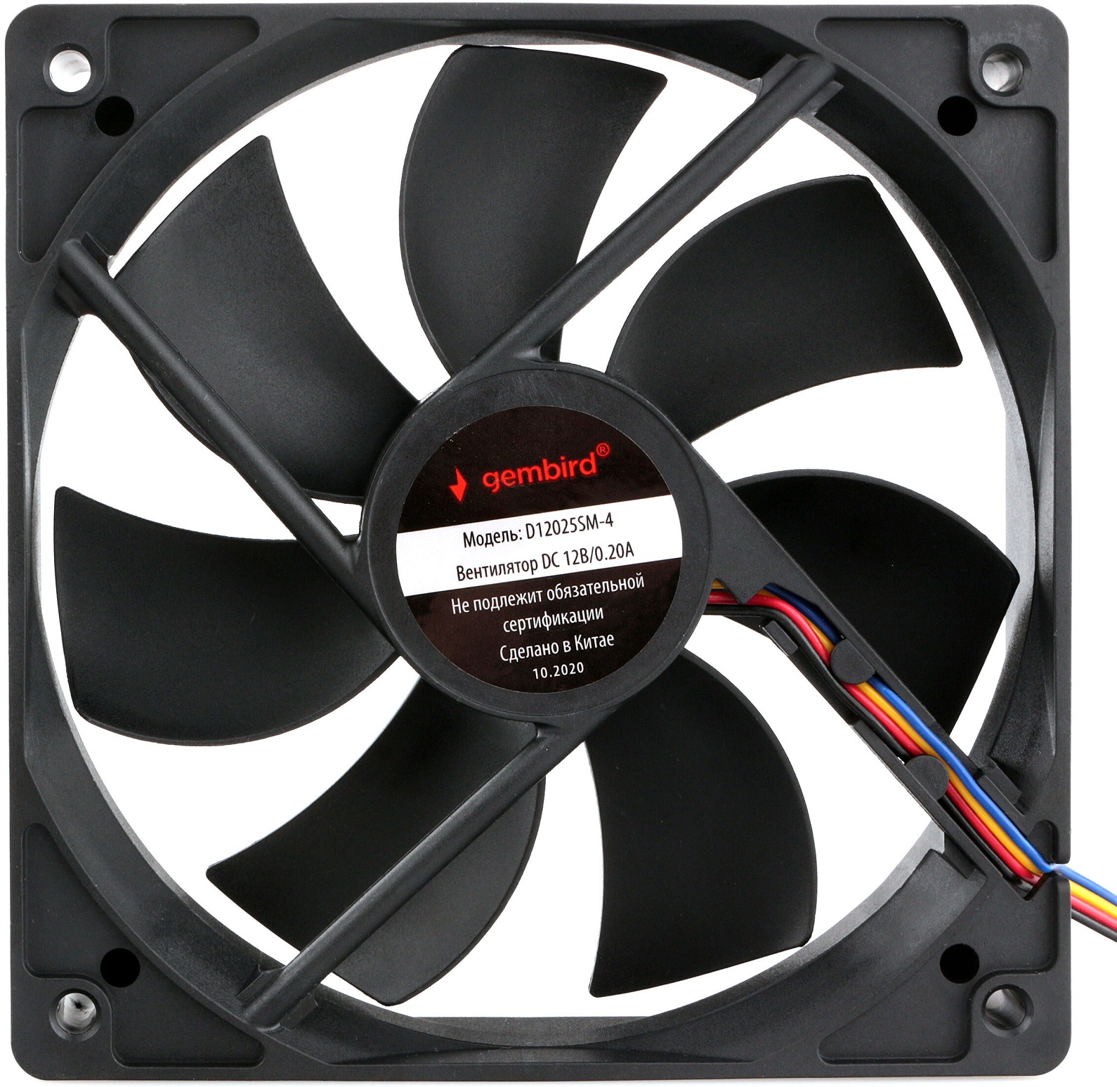Вентилятор Gembird D12025SM-4 (120x120x25mm, sleeve, <2000rpm, <36dBa, 4pin, PWM, black) OEM