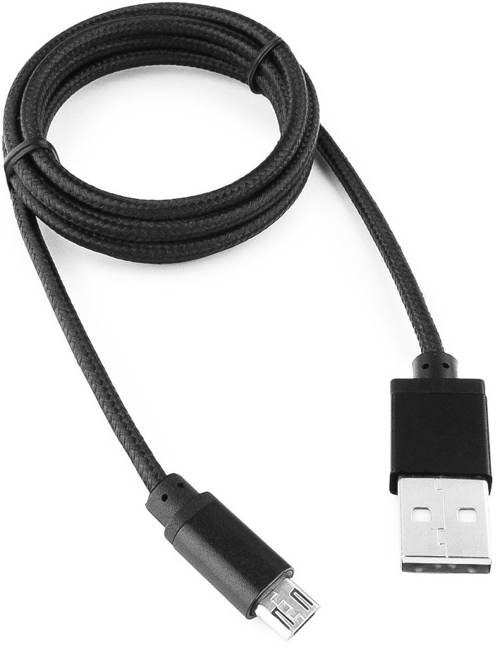 Кабель USB 2.0 Am - micro USB 1.0m (CC-mUSB2bk 1m, нейлоновая оплетка, пакет, black) Cablexpert
