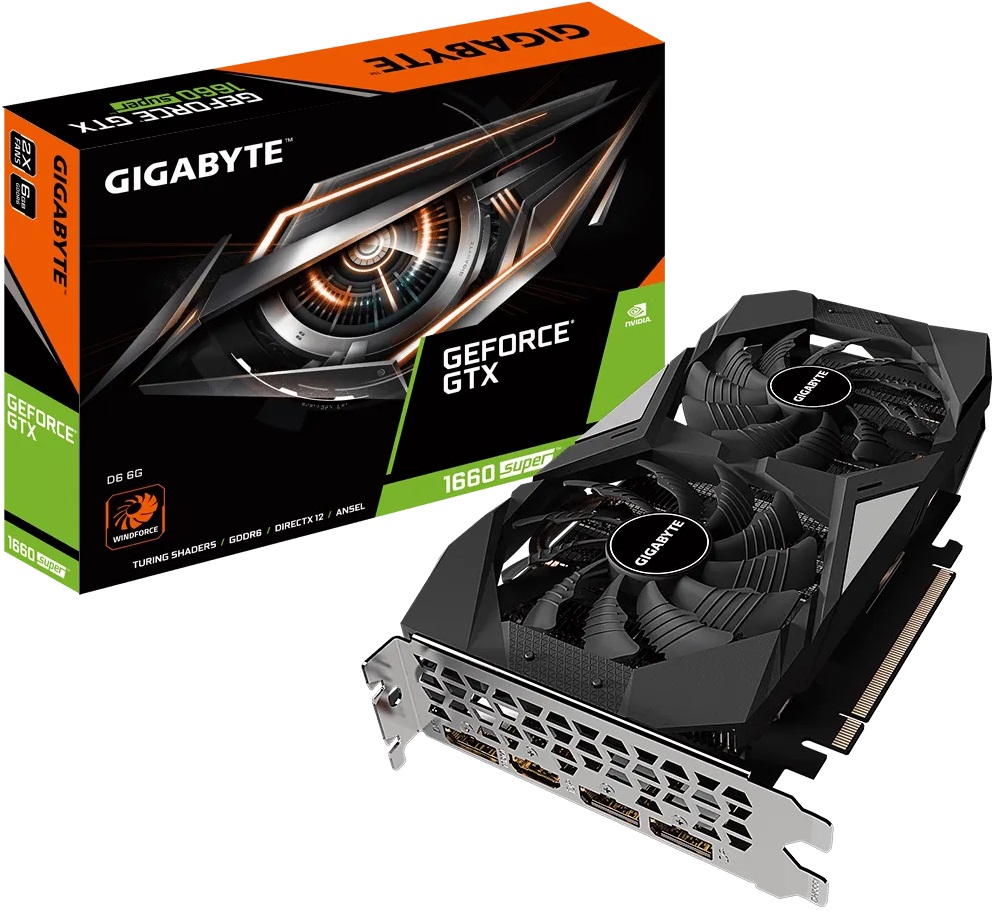 Видеокарта Gigabyte GF GTX1660 Super 6Gb (GV-N166SD6-6GD, 192bit, GDDR6, HDMI+3xDP) RTL