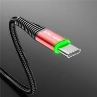 Кабель USB 2.0 Am - Type-C 1.0m (3A, быстрая зарядка, нейлоновая оплётка, black-red) USLION