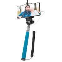 Держатель Monopod для селфи Defender Selfie Master SM-02 (для устройств до 9cm, телескопический (20-98cm), металлический, проводное подключение к смартфону (в разъем для гарнитуры), поддержка iOS и Android, blue)