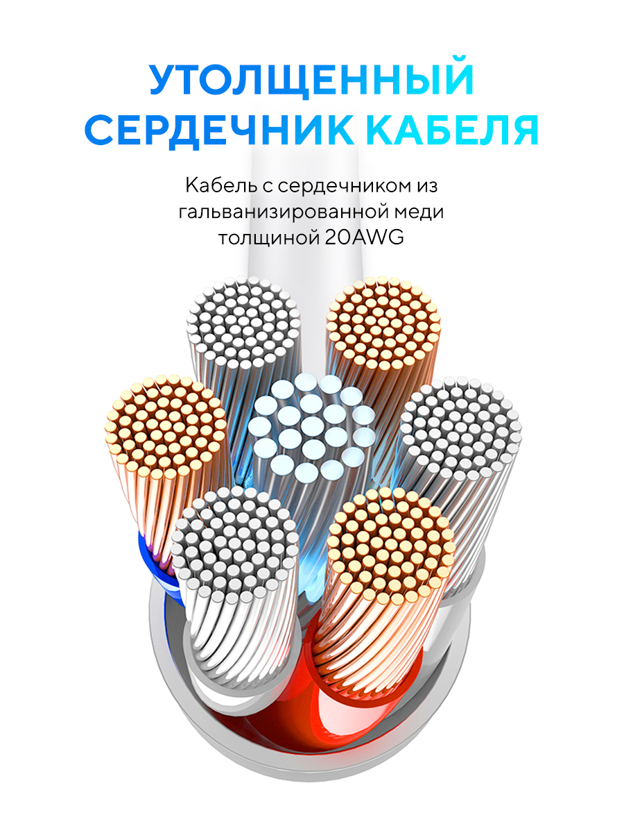 Кабель USB 2.0 Am - Lightning 1.0m (FCA04-05, 3A, быстрая зарядка, white) FUMIKO