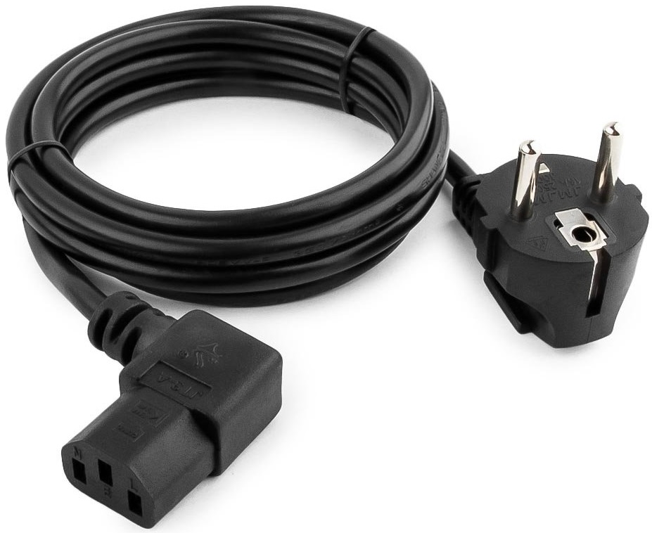 Кабель питания (PC-186A-VDE, сис. блок - розетка, 1.8m, 10A, 0.75мм2, угловой, black) Cablexpert