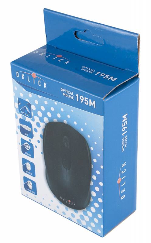 Мышь Oklick 195M (USB, optical, 800dpi, 1.1m, black)