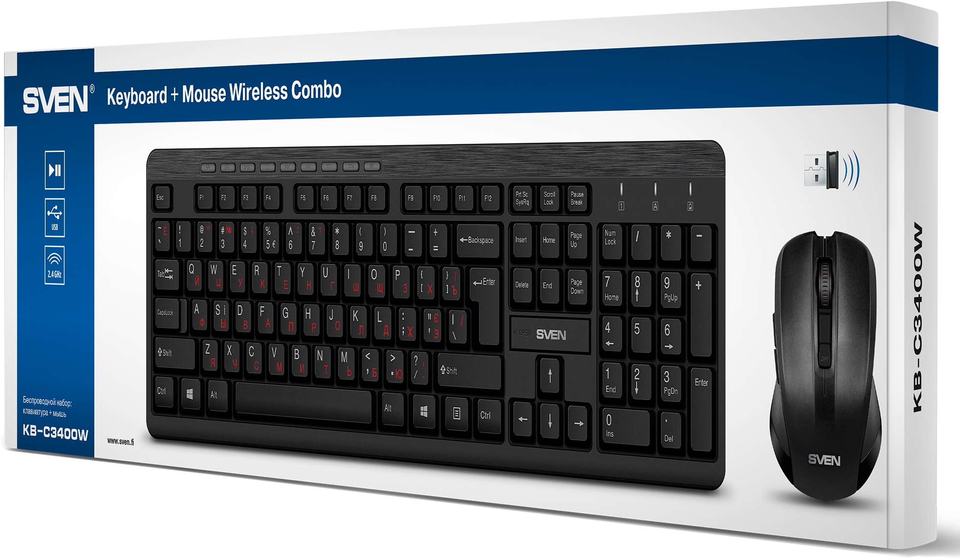 Клавиатура+мышь беспроводные Sven KB-C3400W (black)