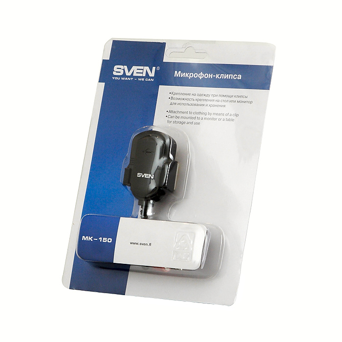 Микрофон Sven MK-150 (с прищепкой, 1.8m, black)