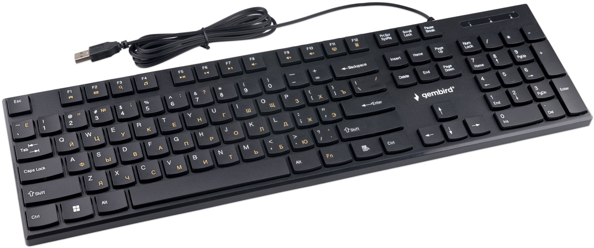 Клавиатура Gembird KB-250 (USB, мультимедийная, 1.8m, black)