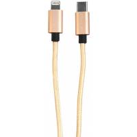 Кабель Lightning - Type-C 1.0m (23740, 2.4A, 15W, быстрая зарядка, нейлоновая оплётка, gold) QUMO