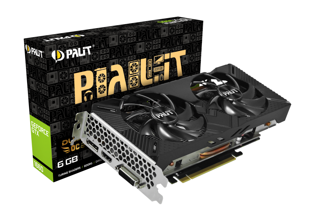 Видеокарта Palit GF GTX1660 DUAL OC 6Gb (192bit, GDDR5, DVI+HDMI+DP) RTL