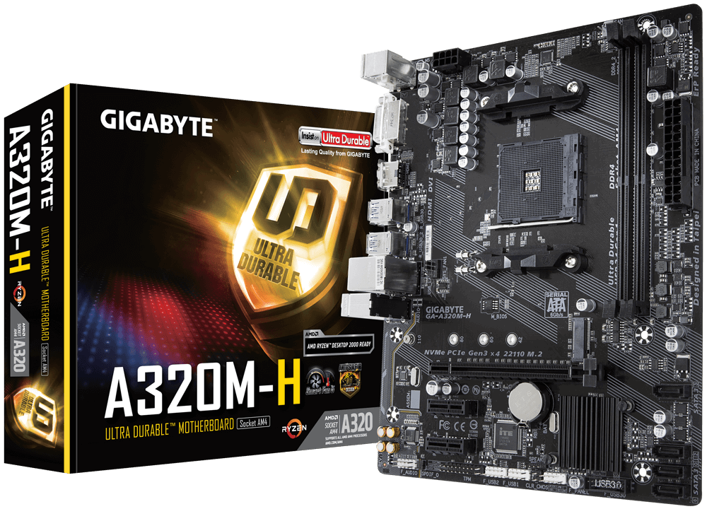 Материнская плата Gigabyte GA-A320M-H (AM4, mATX) RTL