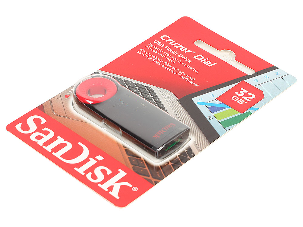 Флеш накопитель USB 2.0 32Gb SanDisk Cruzer Dial (SDCZ57-032G-B35, black-red)