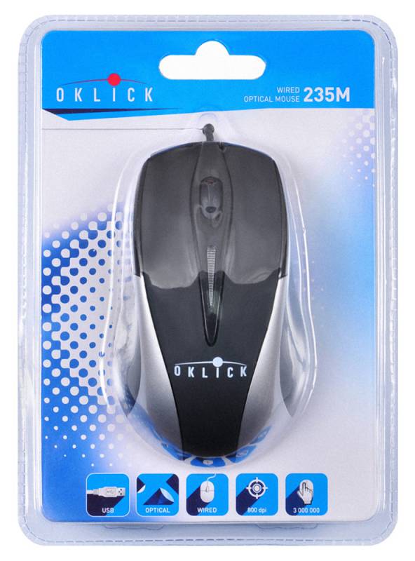 Мышь Oklick 235M (USB, optical, 800dpi, 1.5m, black-silver)