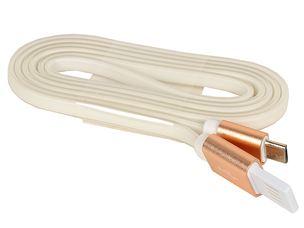 Кабель USB 2.0 Am - micro USB 1.0m (CC-mUSBgd1m, мультиразъём, силиконовый шнур, пакет, white-gold) Cablexpert