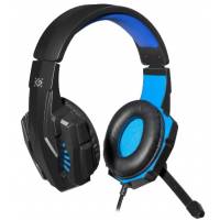 Наушники Defender Warhead G-390 (полноразмерные закрытые, с микрофоном, регулятор, 1.8m, игровые, промо-код "War Thunder", black-blue)
