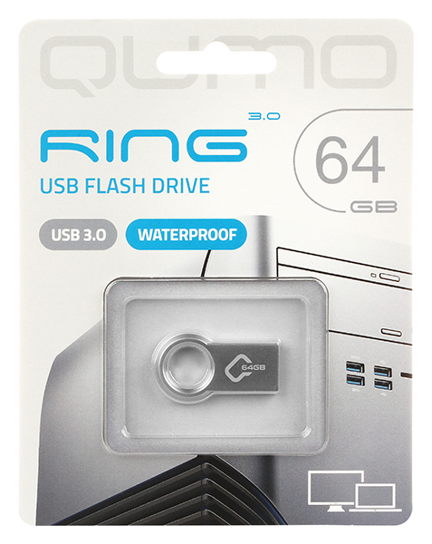 Флеш накопитель USB 3.0 64Gb QUMO Ring (QM64GUD3-Ring, silver)