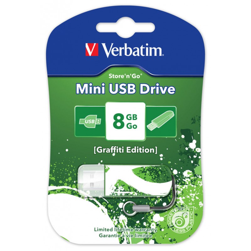 Флеш накопитель USB 2.0 8Gb Verbatim Store n Go Mini Graffiti Edition (98163, green)