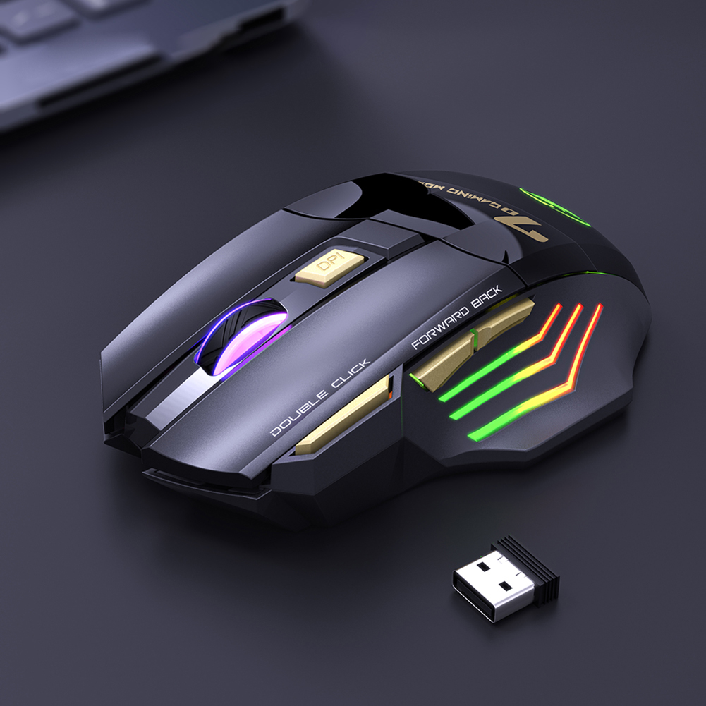 Мышь беспроводная iMICE GW-X7 (optical, 5500dpi, аккумулятор, бесшумная, игровая, RGB подсветка, black)