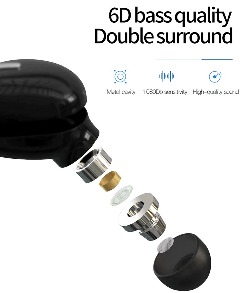 Гарнитура (моно, затычки, беспроводная, Bluetooth 5.0, с микрофоном, black)