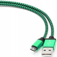 Кабель USB 2.0 Am - micro USB 1.0m (CC-mUSB2gn 1m, нейлоновая оплетка, green) Cablexpert