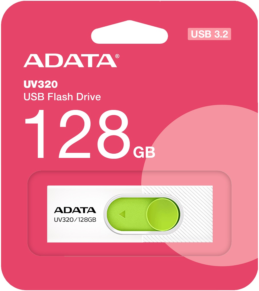 Флеш накопитель USB 3.2 128Gb ADATA UV320 (AUV320-128G-RWHGN, 100MB/s, white-green)