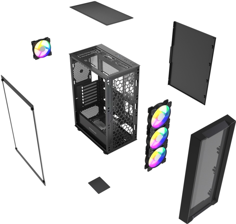 Корпус Powercase Mistral EA19 (CMAEA19-A4) (без БП, ATX, USB3.0, 4x ARGB Fan, black)