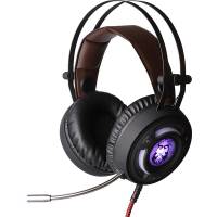 Наушники QUMO Avalon GHS006 (полноразмерные закрытые, c микрофоном, подсветка RGB, игровые, 2.2m, black-brown)