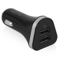 Зарядное устройство от прикуривателя QUMO Auto Energy 5A (0072) (2 USB разъёма, 5.2A, кабель Lightning 1m, black-silver)
