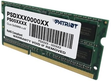 Память SO-DIMM DDR3L 4Gb, PC12800, 1600MHz, Patriot PSD34G1600L81S
