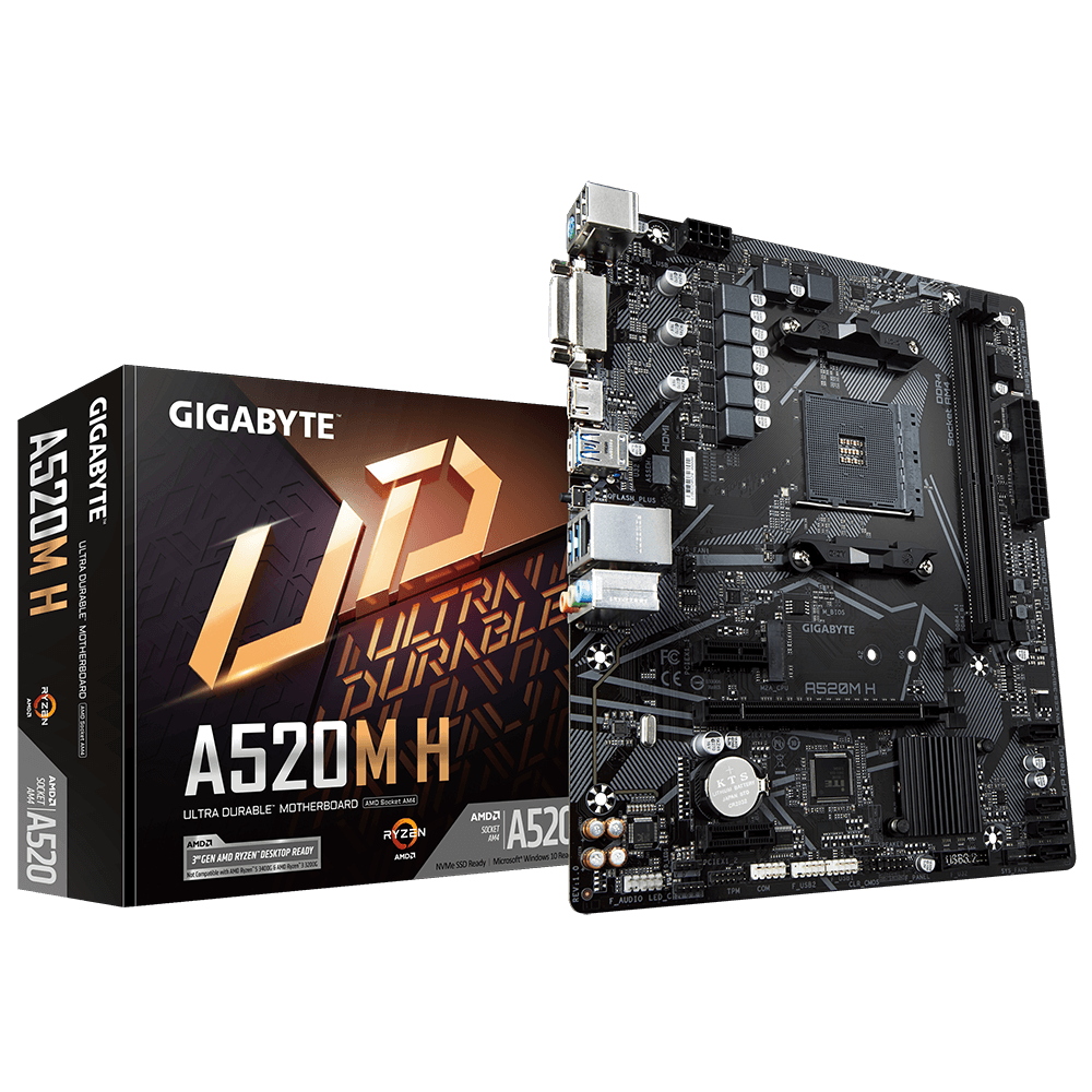 Материнская плата Gigabyte A520M H (AM4, mATX) RTL