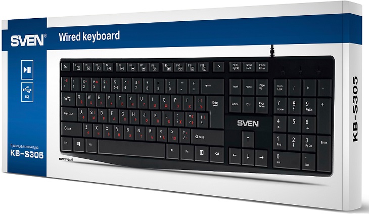 Клавиатура Sven KB-S305 (USB, мультимедийная, black)