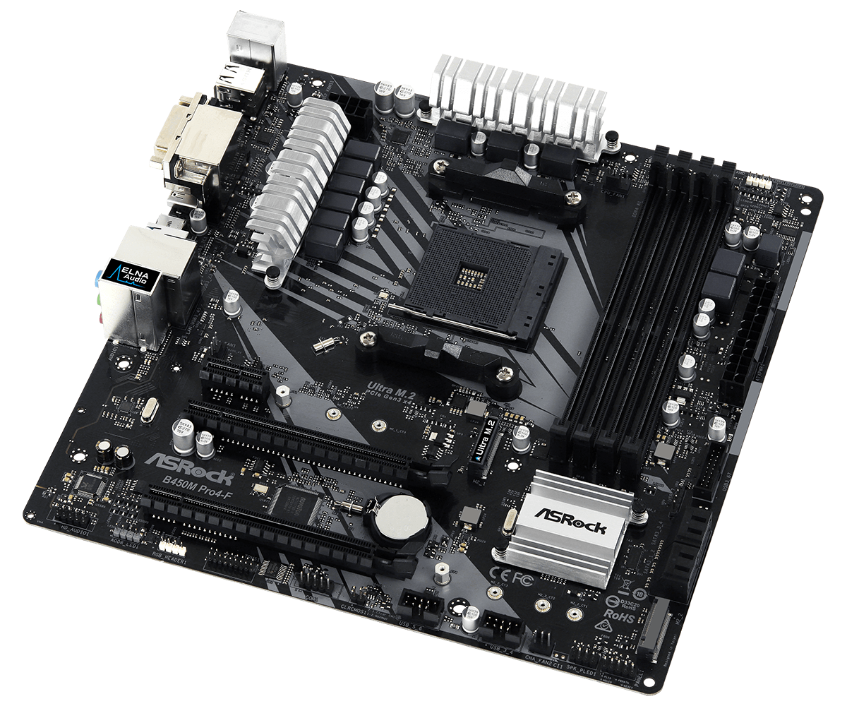 Материнская плата ASRock B450M PRO4-F (AM4, mATX) RTL