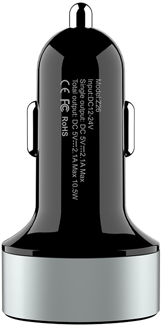 Зарядное устройство от прикуривателя hoco Z26 High Praise (12/24V - USB, 2*USB, 2.1А max, black)