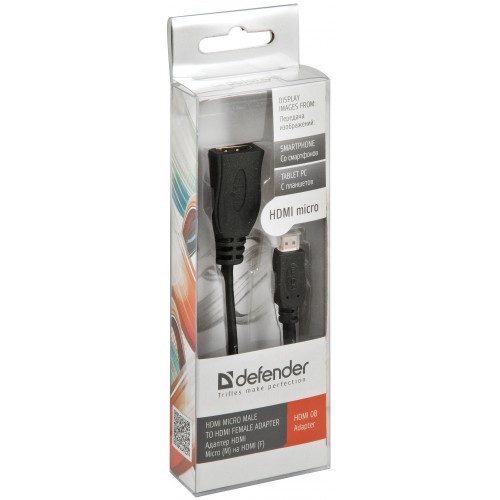 Переходник DEFENDER HDMI 08 microHDMI (M)/HDMI (F) кабель 14.5см