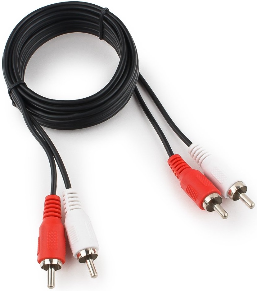 Кабель аудио 2 RCA (m)  - 2 RCA (m) 1.8m (CCA-2R2R-1.8M-N, экранированный, black) Cablexpert