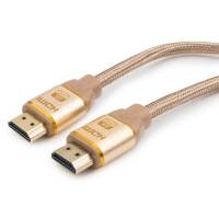 Кабель HDMI (m) - HDMI (m) 1.8m (CC-G-HDMI03-1.8M, ver.1.4, с позолоченными контактами, тканевая оплётка, gold) Cablexpert