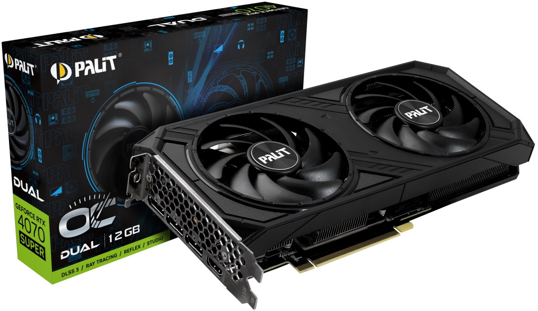 Видеокарта Palit GF RTX 4070 SUPER DUAL OC 12GB (NED407SS19K9-1043D, 192bit, GDDR6X, HDMI+3xDP) RTL