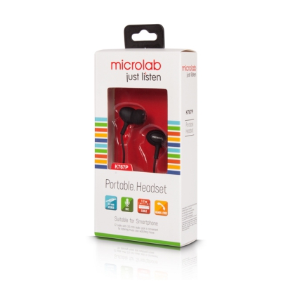 Наушники Microlab K767P (затычки, для мобильных устройств, с микрофоном, 1.2m, black)