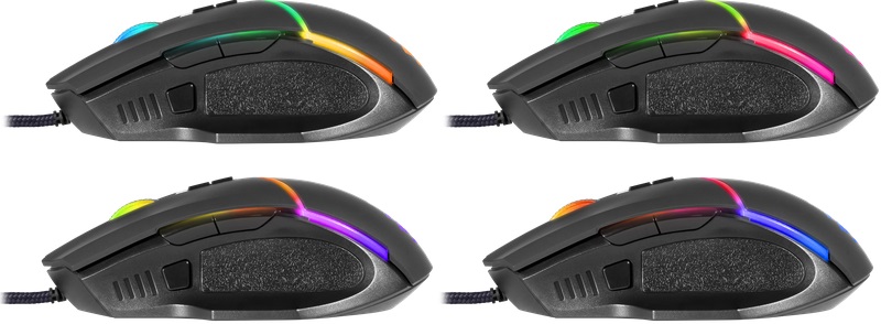 Мышь Defender Warfame GM-880L (USB, optical, 12800dpi, 1000Hz, RGB подсветка, игровая, редактор макросов, эмуляция клавиш клавиатуры, soft-touch, 1.7m, ферритовый фильтр, black)