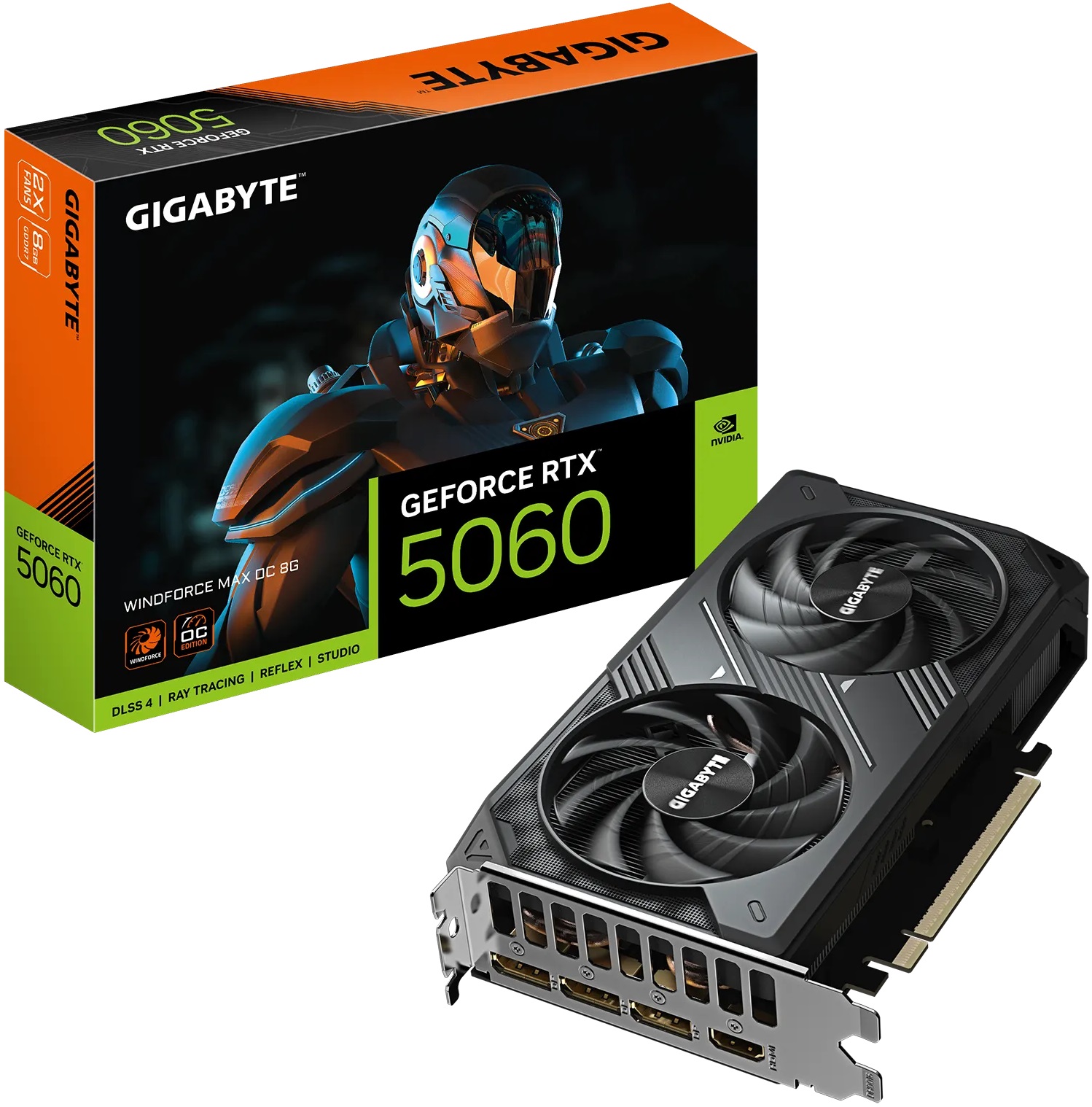 Видеокарта Gigabyte GF RTX5060 OC 8Gb (GV-N5060WF2MAX OC-8GD, 128bit, GDDR7, HDMI+3xDP) RTL