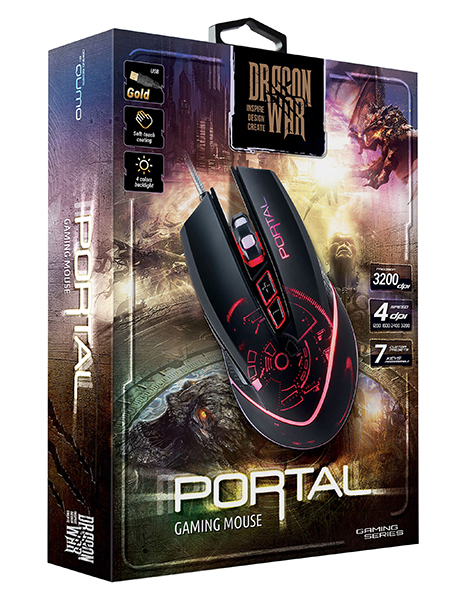 Мышь Qumo  Portal M39 (USB, optical, 3200dpi, 4 цвета подсветки, 1.65m, black)