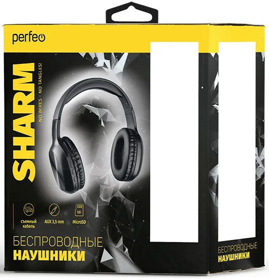 Гарнитура Perfeo SHARM (PF-C3175, накладная закрытая, беспроводная, Bluetooth 5.0, с микрофоном, до 6 часов работы от батареи, microSD, black)