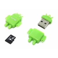 Карта памяти SDmicro Card 8Gb QUMO (QM8GCR-MSD10-FD-GRN, Fundroid green, Class 10, USB картридер)