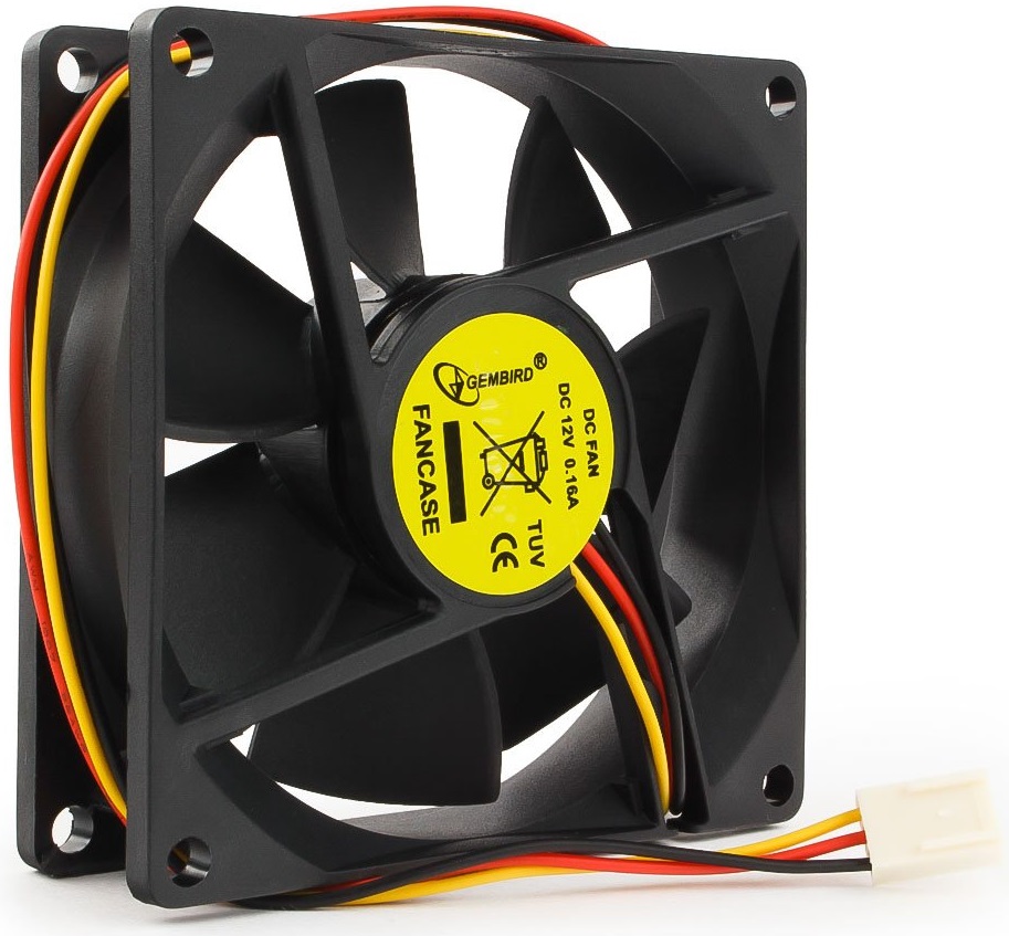 Вентилятор Gembird FANCASE (80x80x25mm, sleeve, 2600rpm, 35dBa, 3pin, black) OEM