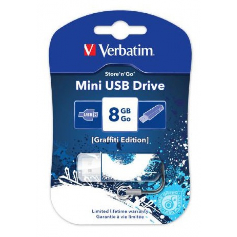 Флеш накопитель USB 2.0 8Gb Verbatim Store n Go Mini Graffiti Edition (98162, blue)
