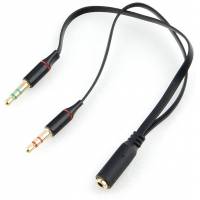 Переходник 3.5 Jack 4pin (f) - 2x3.5 Jack 3pin (m) (CCAB-02-35F2M-0.2MB, 0.2m, black) Cablexpert