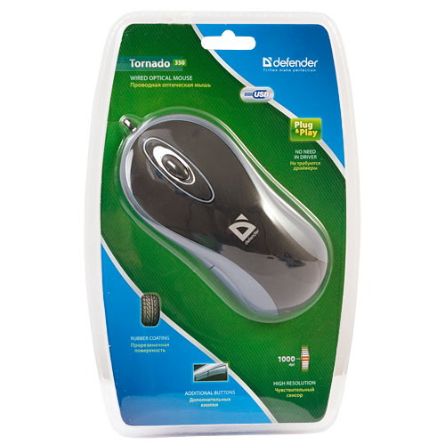 Мышь Defender Tornado MB-350 (USB, optical, 1200dpi, black-blue)