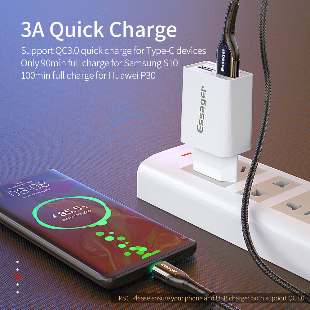 Кабель USB 2.0 Am - Type-C 1.0m (EXCT-MH01, нейлоновая оплётка, black) Essager