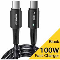 Кабель Type-C --> Type-C 0.5m (EXCTT1-CGB01, 5A, 100W, быстрая зарядка, нейлоновая оплётка, black) Essager