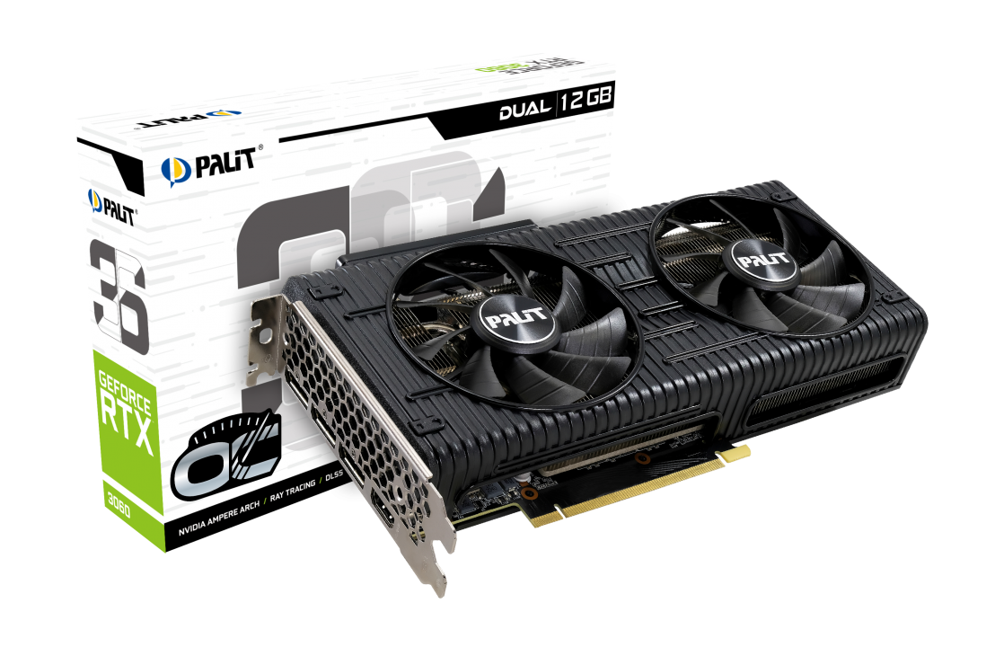 Видеокарта Palit GF RTX3060 GAMING DUAL OC 12Gb (192bit, GDDR6, HDMI+3xDP) RTL
