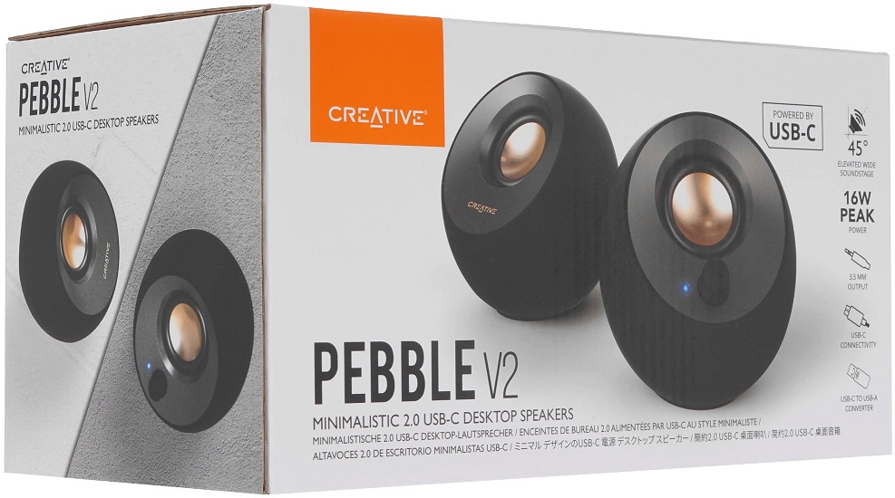 Колонки Creative Pebble V2 (8W, USB, black-gold)
